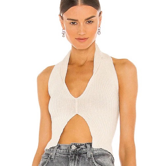 KNORTS Denim Knitwear Cream Halterneck - Picture 1 of 5